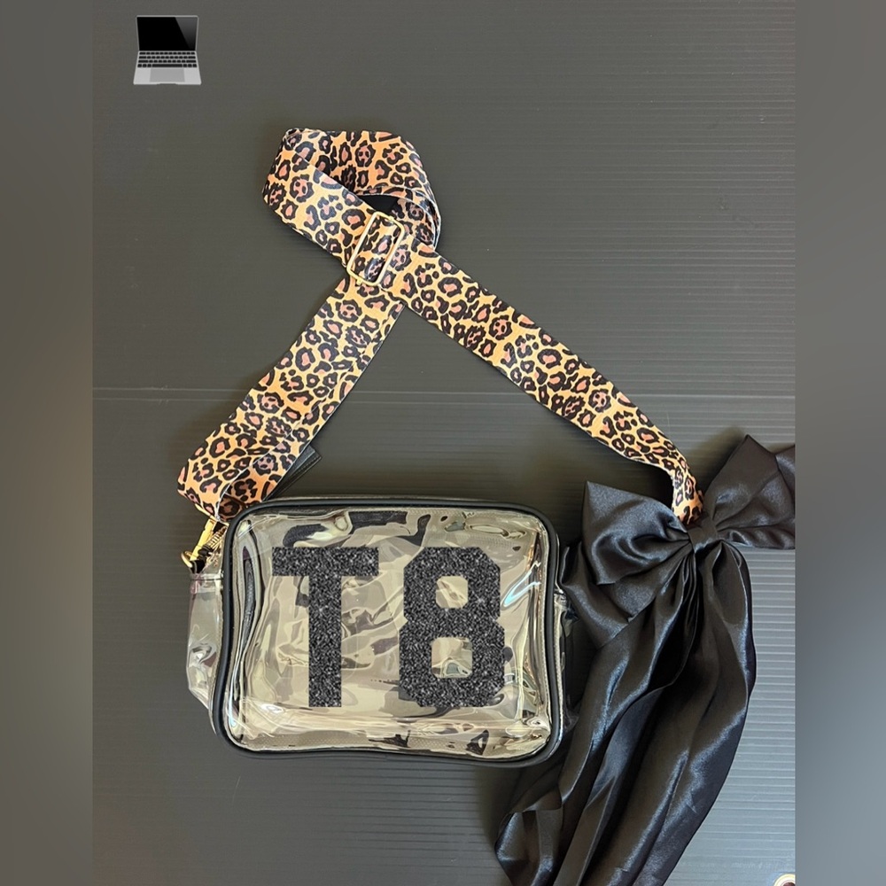 Transparent Crossbody Bag with Leopard Strap